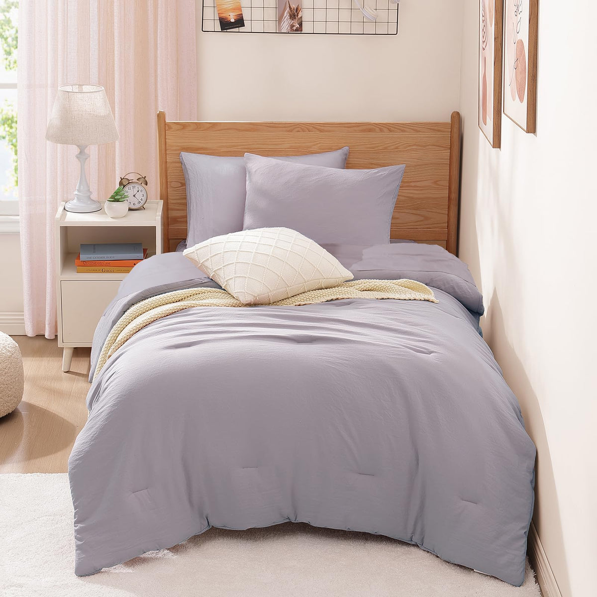 King Size Comforter Set- 7 Pieces Prewashed Bed in a Bag King Bedding Sets