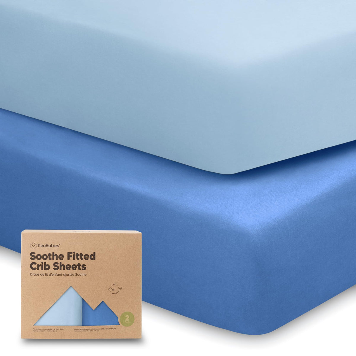 KeaBabies 2pk Organic Cotton Crib Sheets for Boys Girls 52x28, Soft White