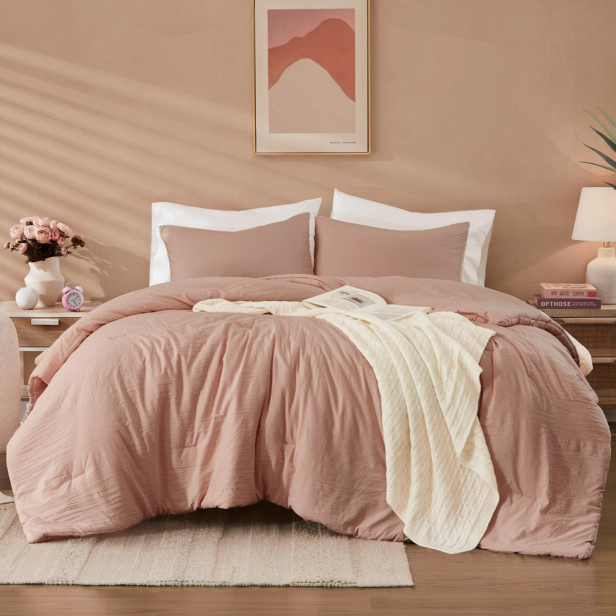 WRENSONGE Queen Comforter Set-3 Pieces Soft Comforters Queen Size Bedding