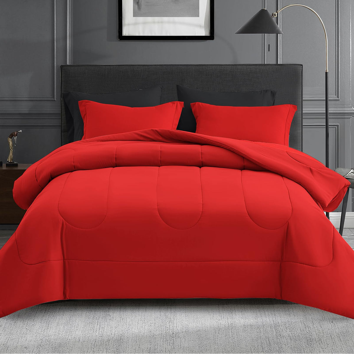 Maple&Stone Full Comforter Set 7 Pieces Bed in a Bag Teal Bed Set