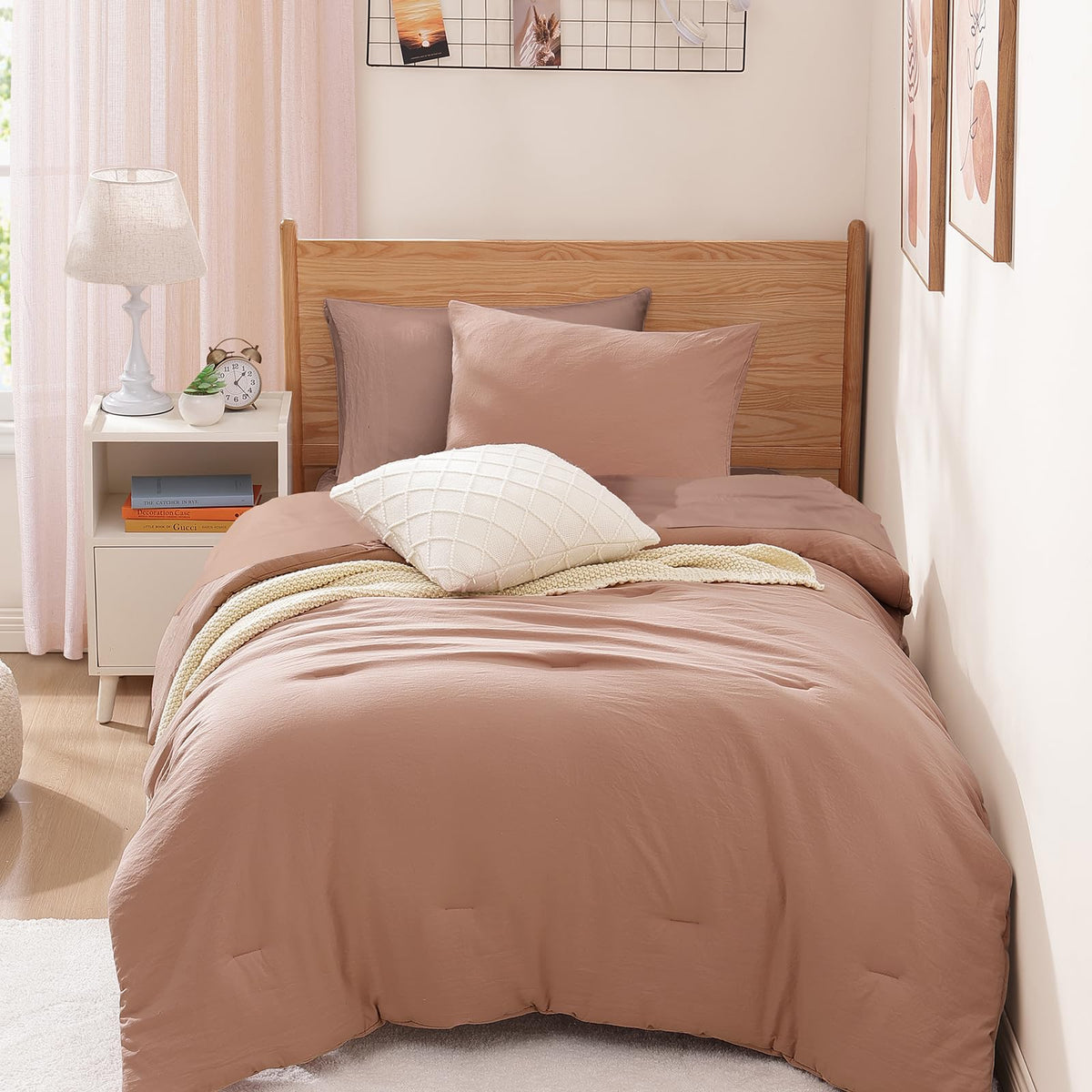 King Size Comforter Set- 7 Pieces Prewashed Bed in a Bag King Bedding Sets