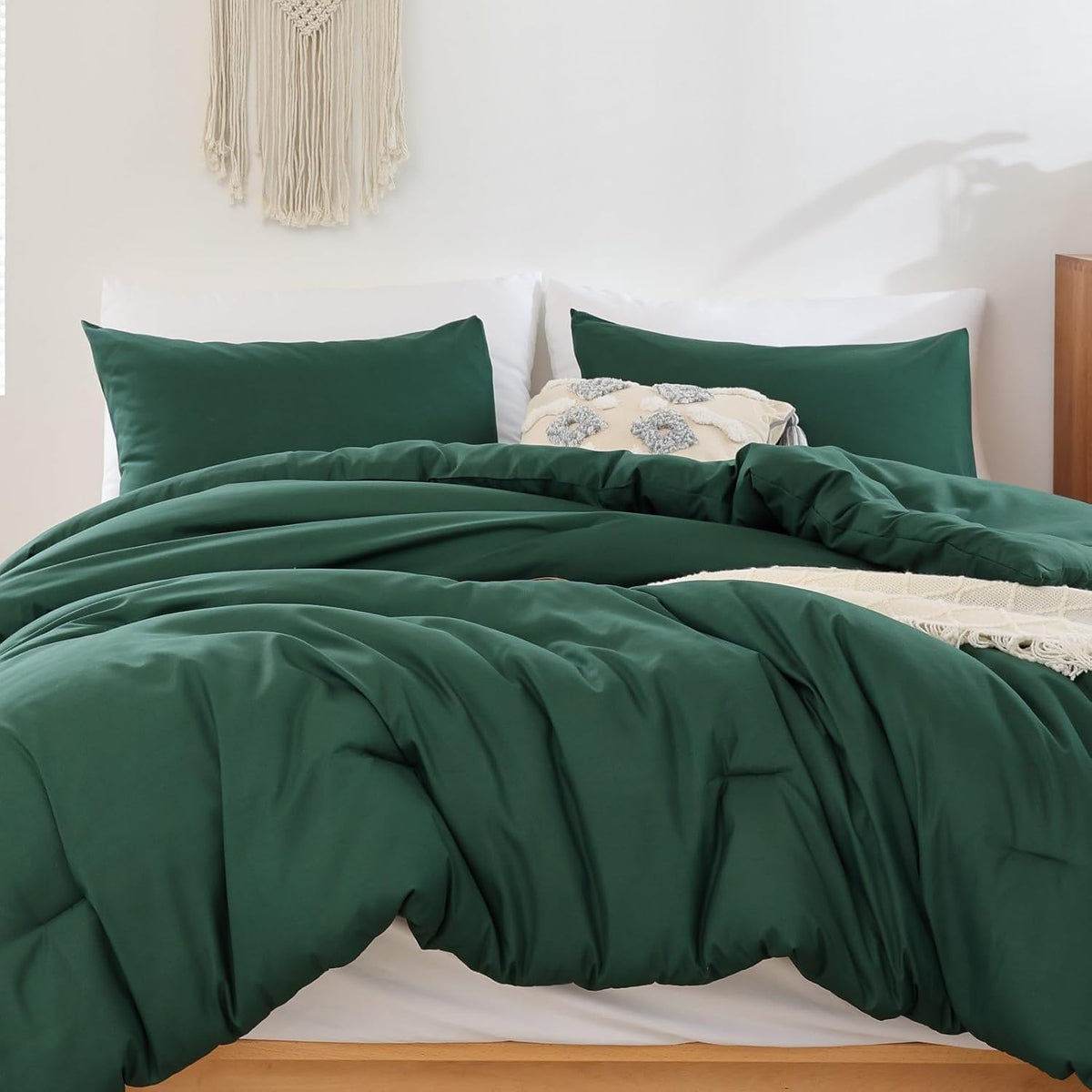 ROSGONIA Queen Comforter Set Oatmeal, 3pcs(1 Boho Oatmeal Comforter & 2 Pillowcases) All Season Soft Bedding Lightweight Bedspread Blanket Quilt