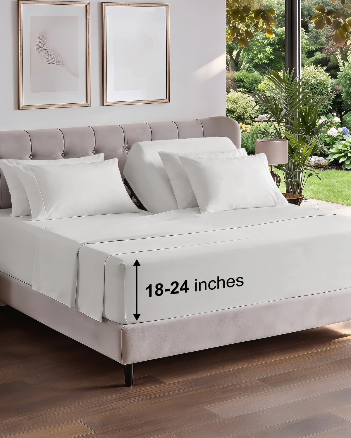 Extra Deep Queen Sheet Set - 6 Piece Breathable and Cooling Sheets - Grey