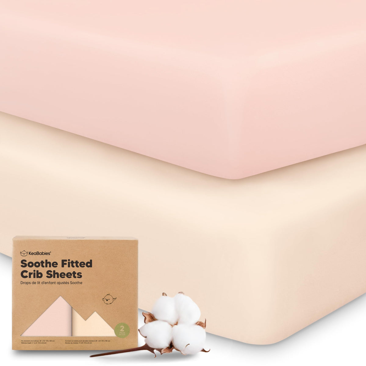KeaBabies 2pk Organic Cotton Crib Sheets for Boys Girls 52x28, Soft White