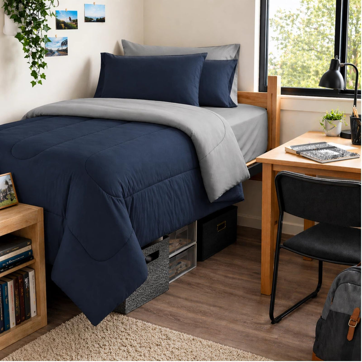 Maple&Stone Full Comforter Set 7 Pieces Bed in a Bag Teal Bed Set