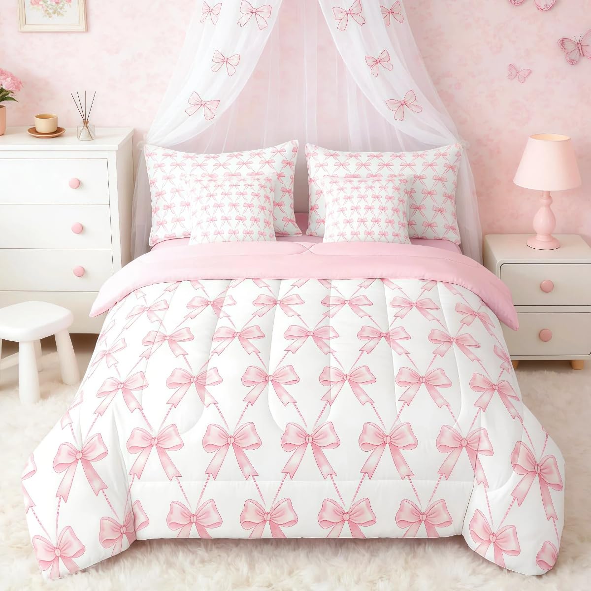 Feelyou Cute Leopard Bedding Set for All Season Cheetah 7 Pieces Comforter Sets Full Size Teens Room Decor Pink Animal Print Bed in a Bag with Comforter, Sheets, Pillowcases & Cushion Cover
