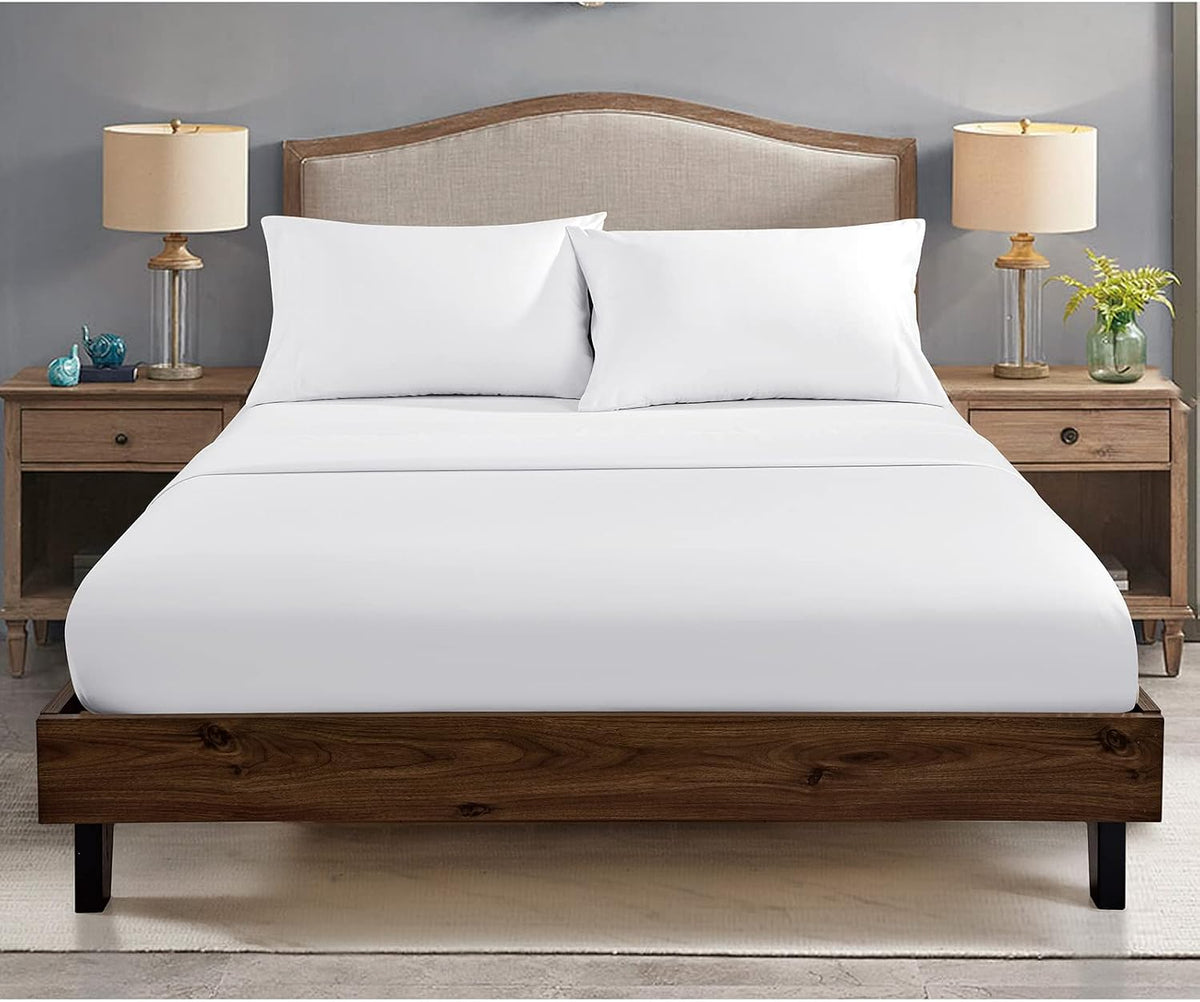 FreshCulture Twin Fitted Sheets, Bulk Pack of 6, Deep Pocket, Soft Microfiber Bottom Sheets for Home, Salons, Hotels, Twin Size Fitted Sheets Only (White)