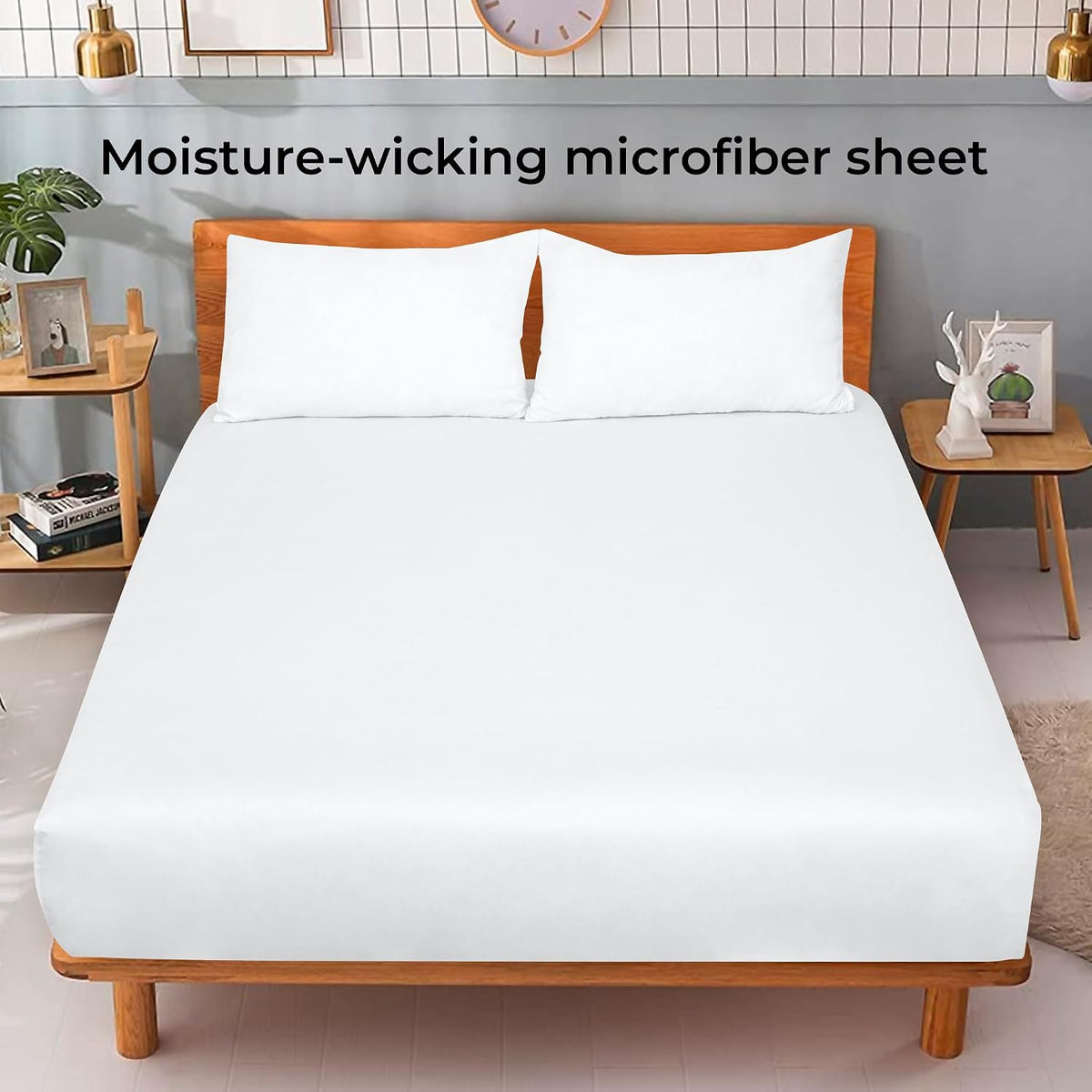 Royale Linens Fitted Sheet Queen - Ultra Soft 1800 Brushed Microfiber - Hotel Luxury Bottom Sheets - Wrinkle Free & Fade Resistant - Deep Pocket Fitted Sheet Only (Queen, White)
