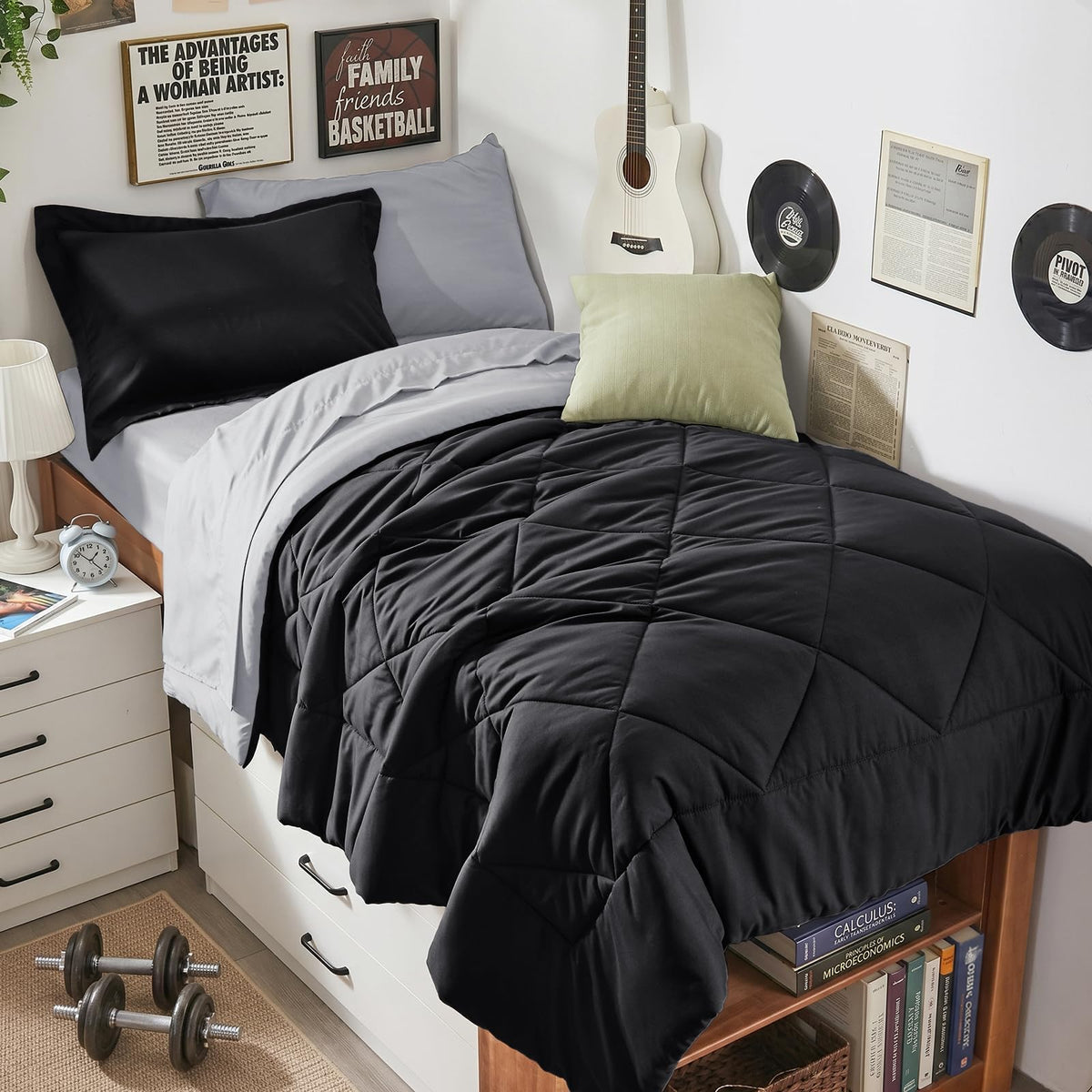 HEVUMYI 7-Piece King Comforter Set, Dark Grey Bed in a Bag
