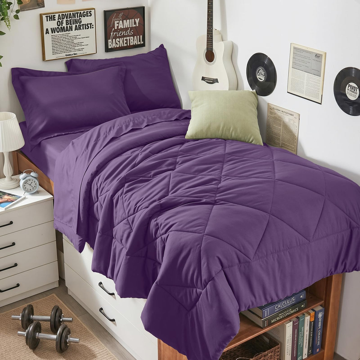 HEVUMYI 7-Piece King Comforter Set, Dark Grey Bed in a Bag