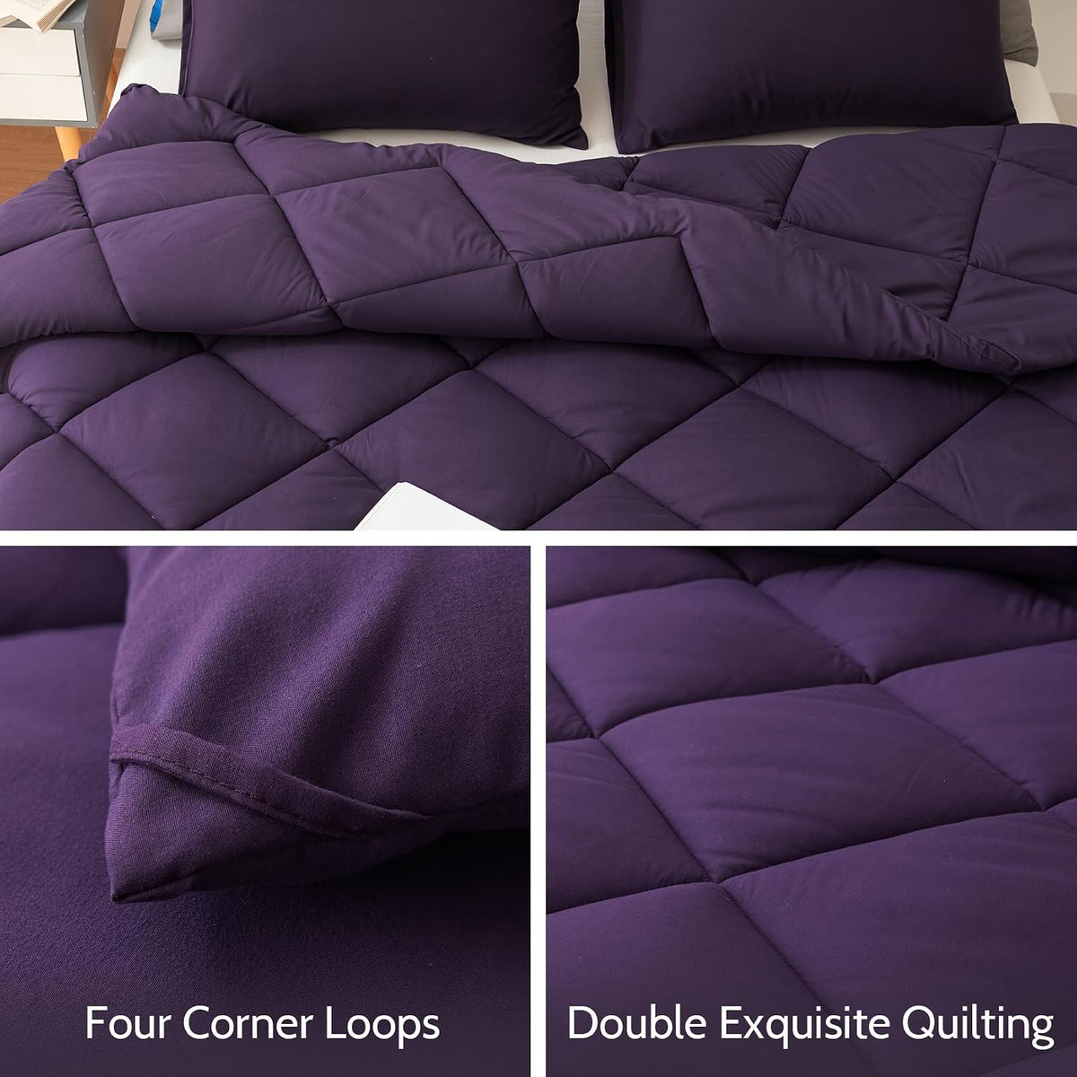 Decroom Lightweight 3 Pieces Comforter Set Queen Quilted Duvet Insert