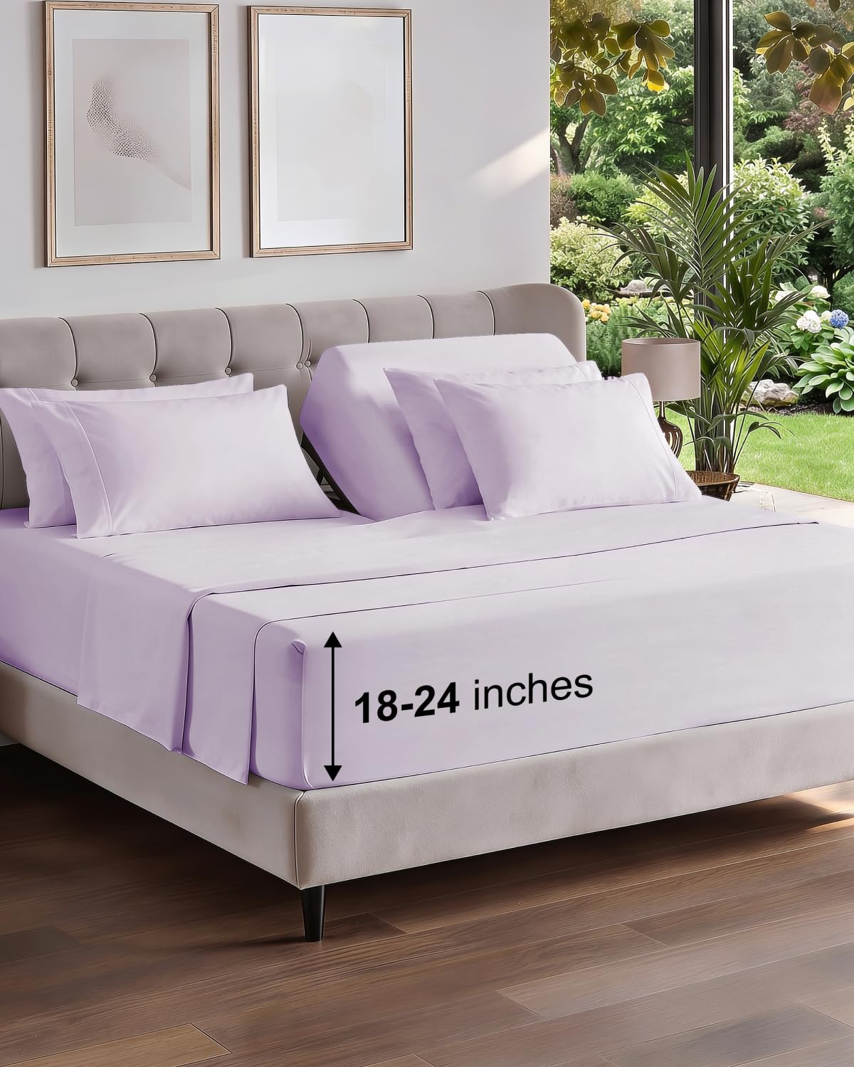 Extra Deep Queen Sheet Set - 6 Piece Breathable and Cooling Sheets - Grey