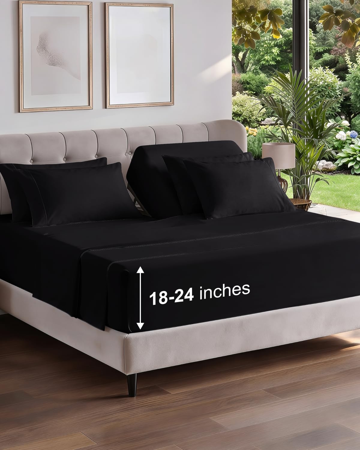 Extra Deep Queen Sheet Set - 6 Piece Breathable and Cooling Sheets - Grey