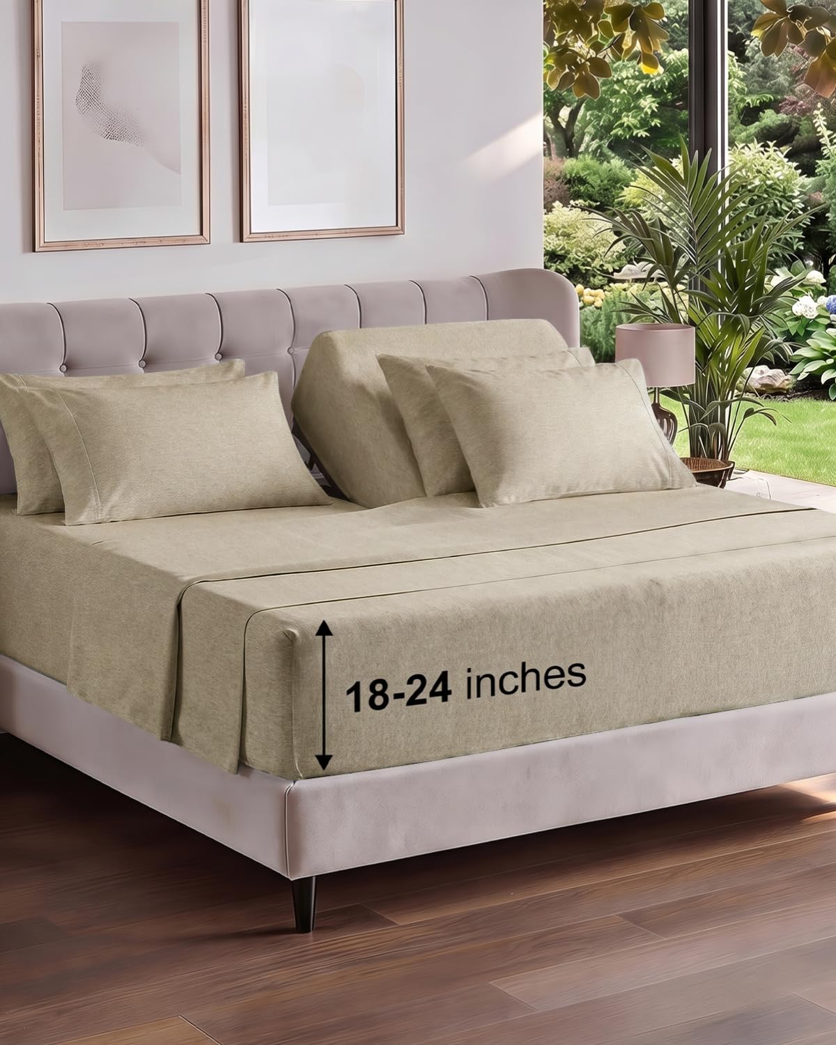 Extra Deep Queen Sheet Set - 6 Piece Breathable and Cooling Sheets - Grey