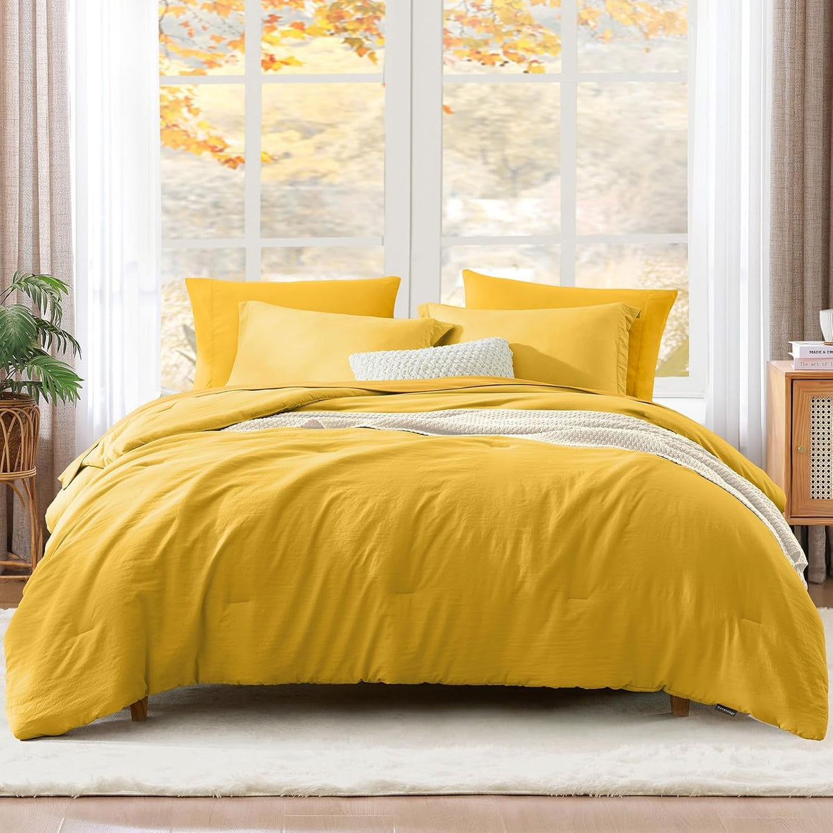 King Size Comforter Set- 7 Pieces Prewashed Bed in a Bag King Bedding Sets