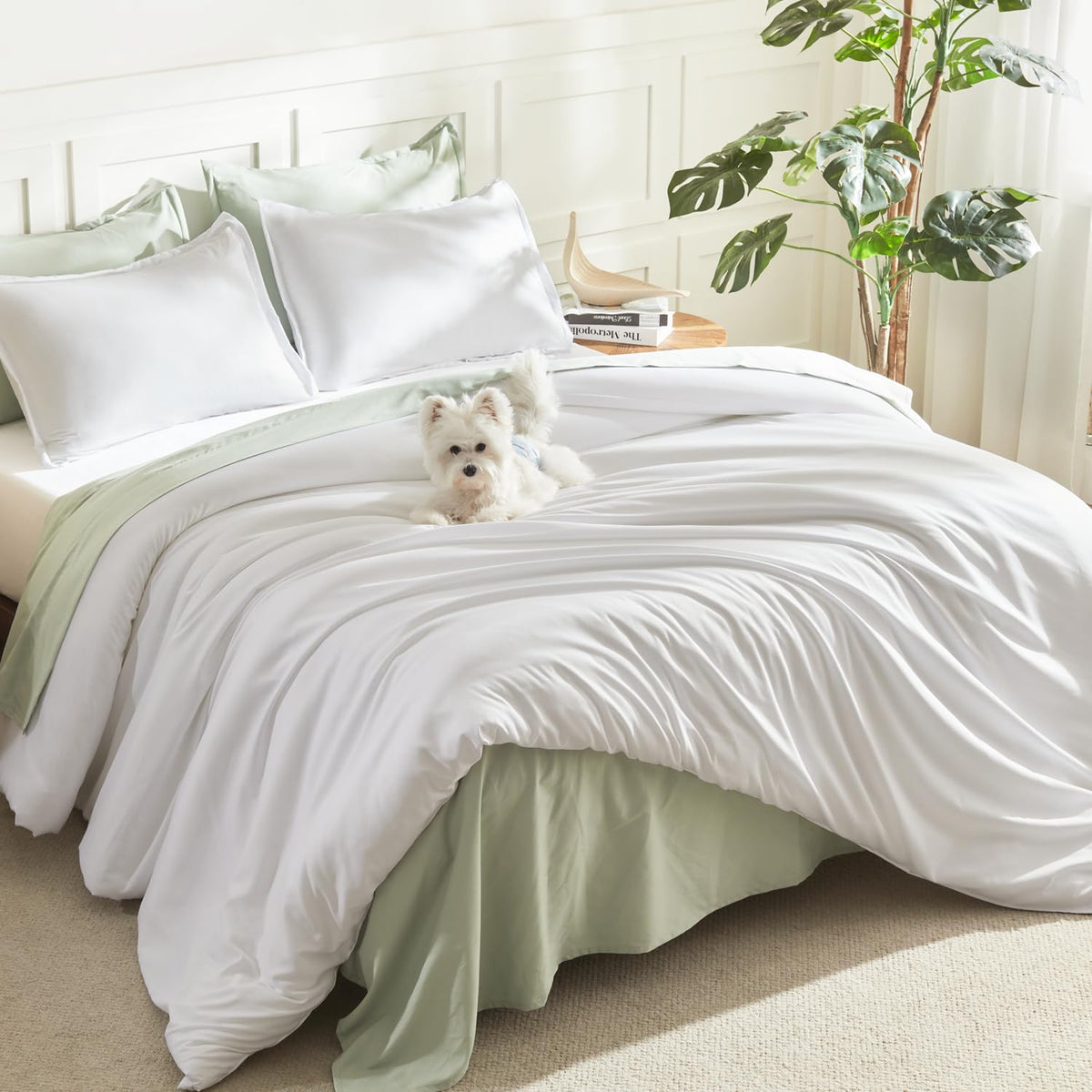 Litanika King Comforter Set Sage Green, 3 Pieces Lightweight Solid Bed Set