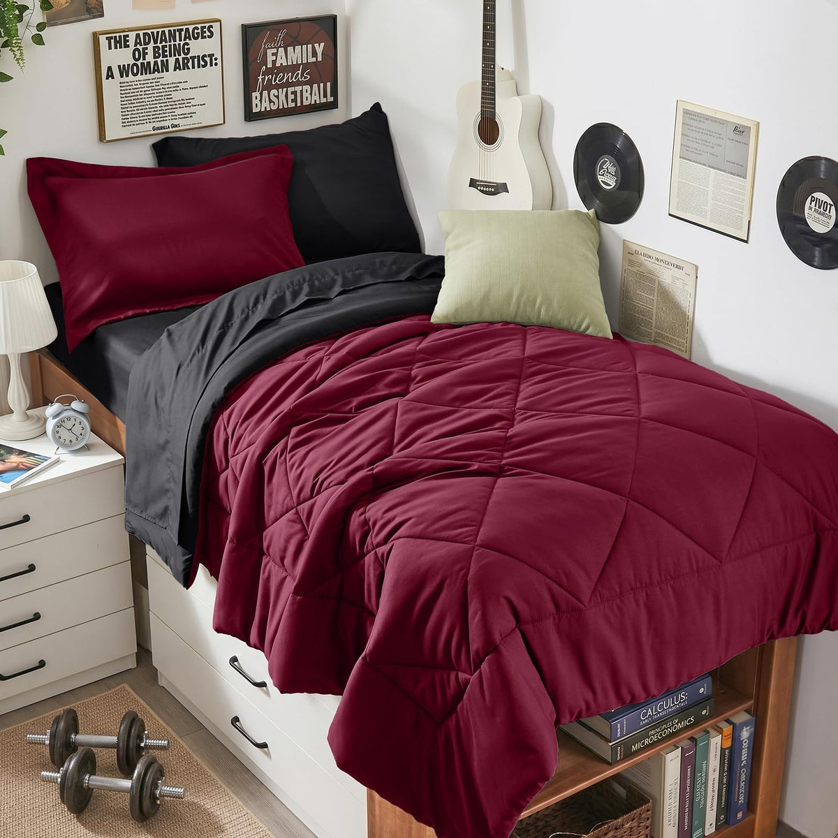 HEVUMYI 7-Piece King Comforter Set, Dark Grey Bed in a Bag