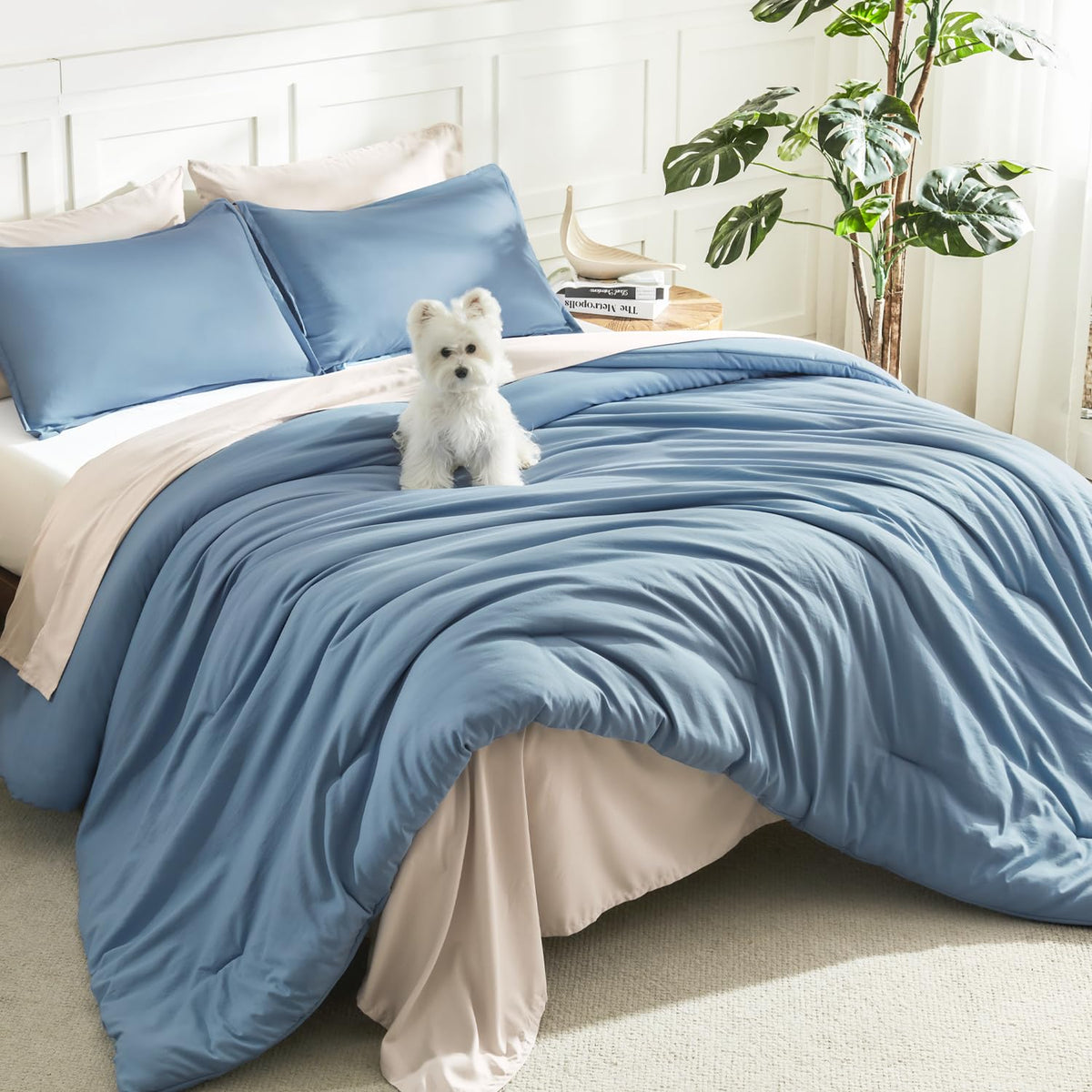 Litanika King Comforter Set Sage Green, 3 Pieces Lightweight Solid Bed Set