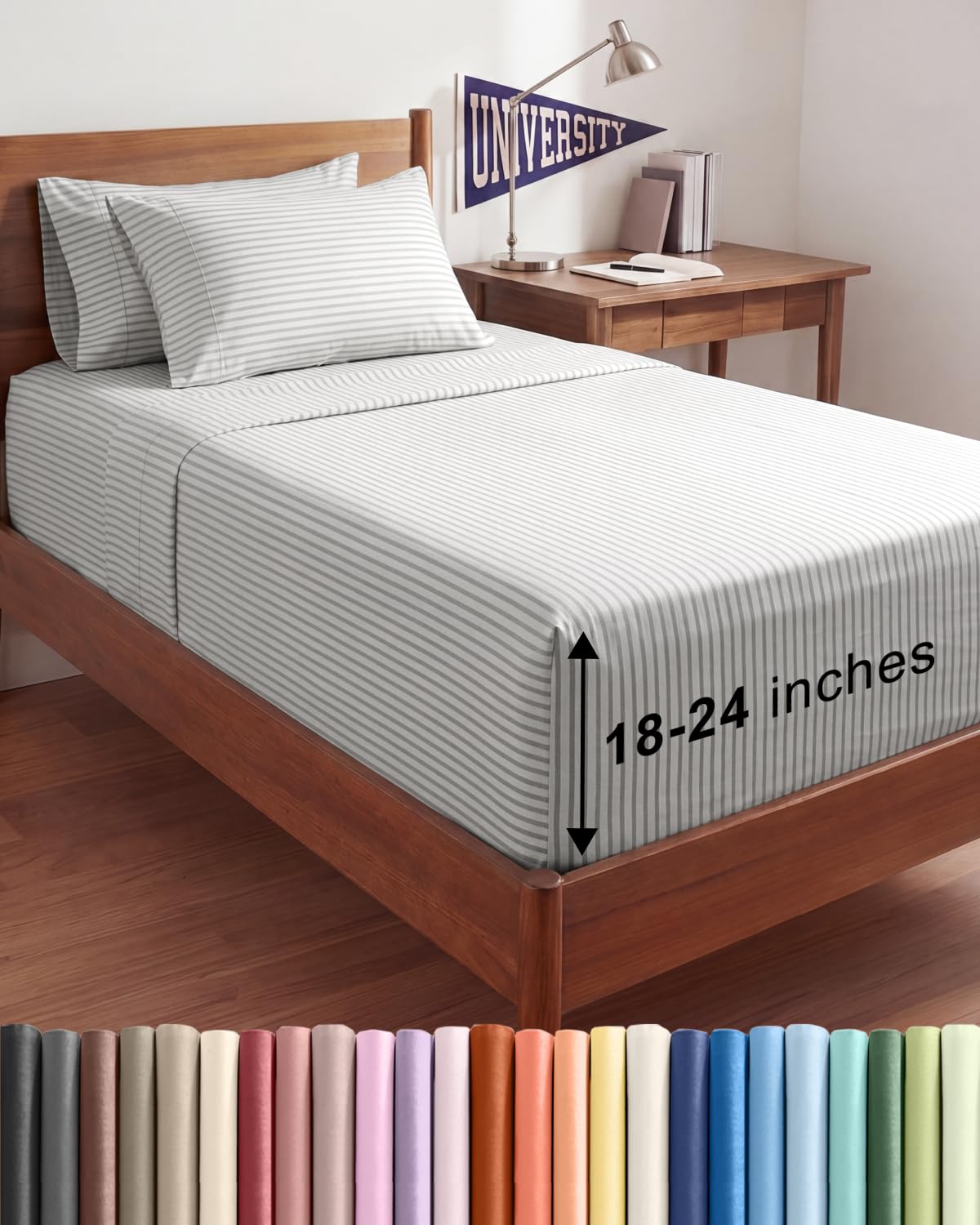 Extra Deep Queen Sheet Set - 6 Piece Breathable and Cooling Sheets - Grey