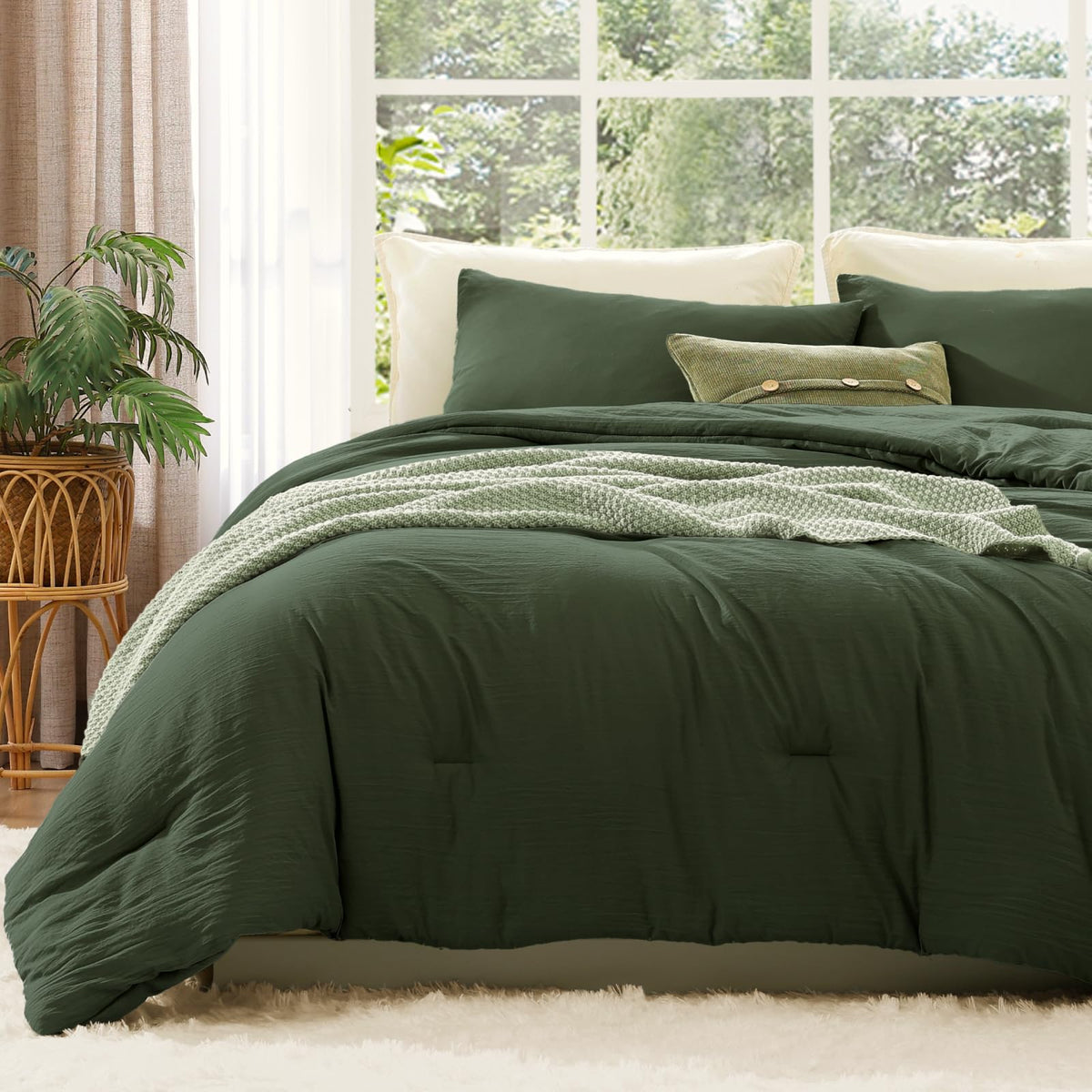 WRENSONGE Queen Comforter Set-3 Pieces Soft Comforters Queen Size Bedding