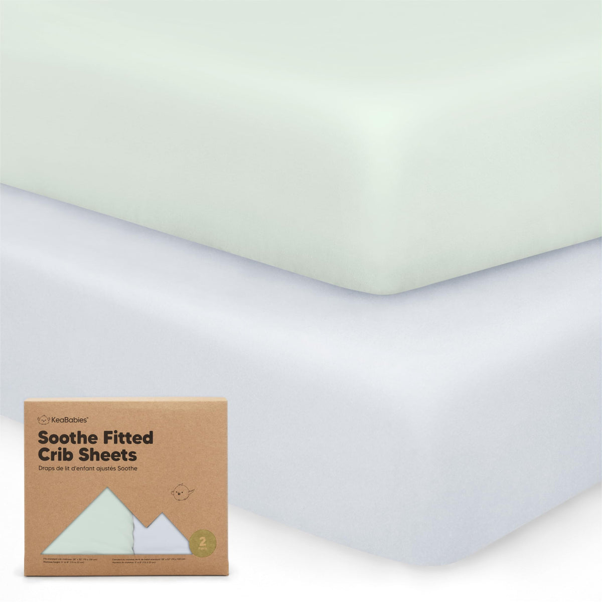 KeaBabies 2pk Organic Cotton Crib Sheets for Boys Girls 52x28, Soft White