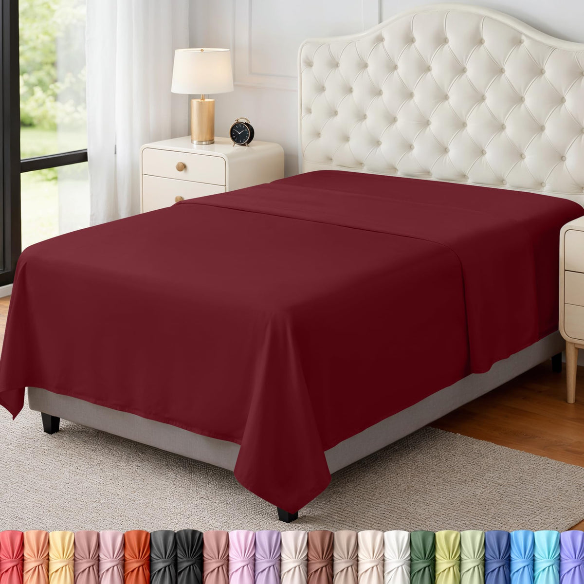 Queen Size Flat Sheet Only Pack of 6, Ultra Soft Hotel Sheets, White