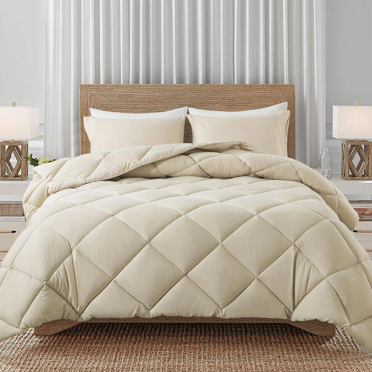 Decroom Lightweight 3 Pieces Comforter Set Queen Quilted Duvet Insert