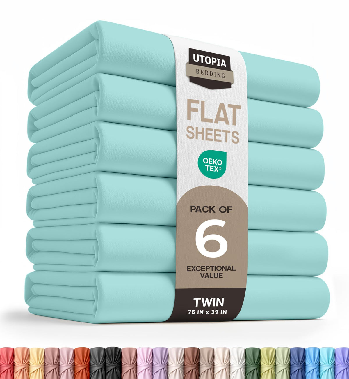 Queen Size Flat Sheet Only Pack of 6, Ultra Soft Hotel Sheets, White