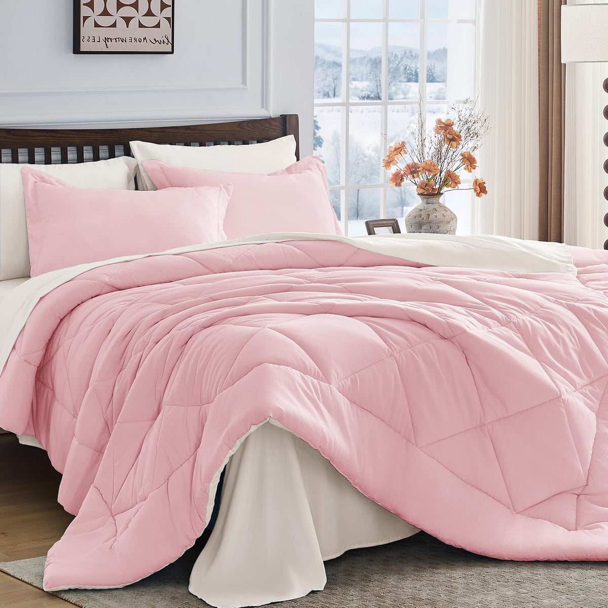 HEVUMYI 7-Piece King Comforter Set, Dark Grey Bed in a Bag