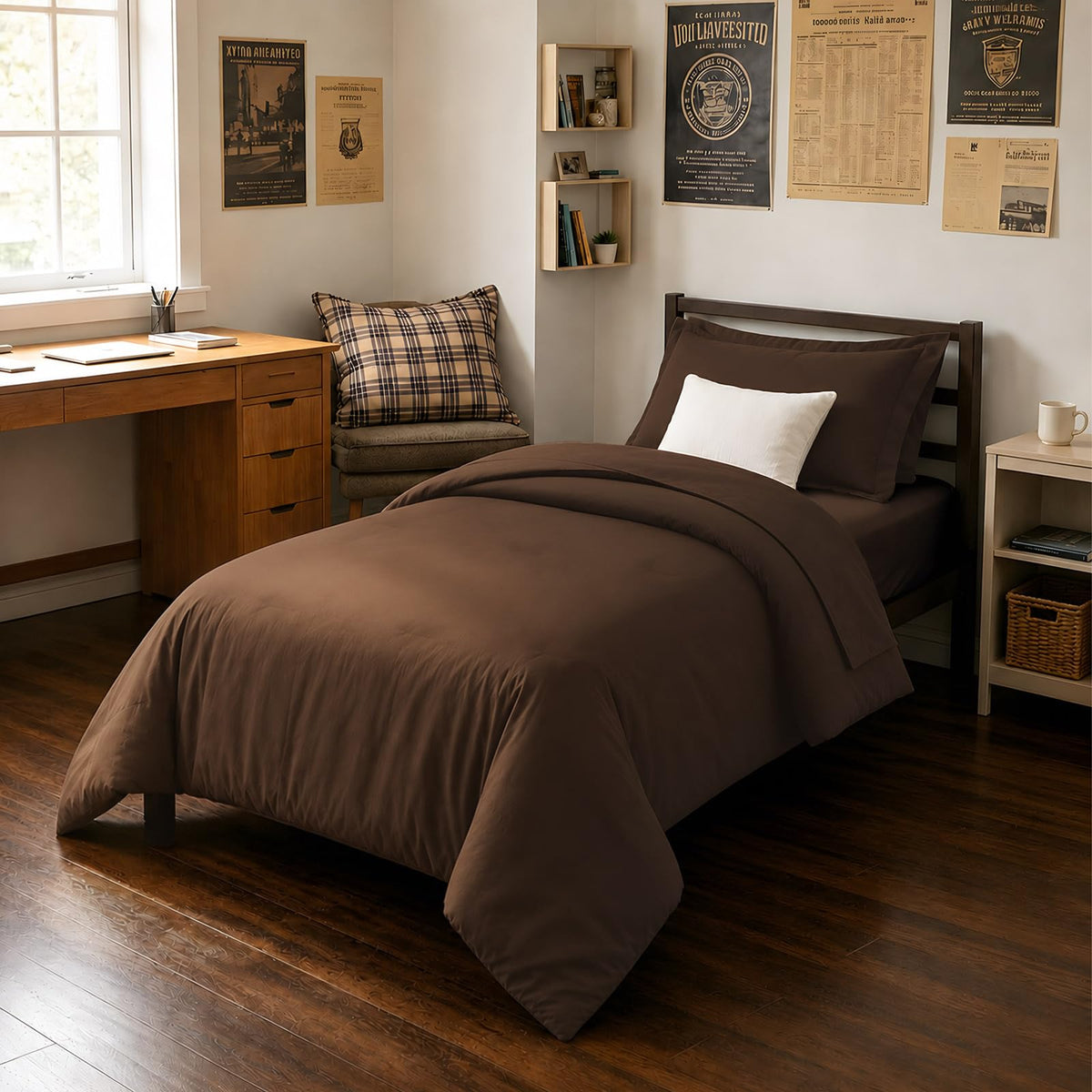 FUANNA Brown Queen Comforter Set 7 Pieces, Bed in a Bag Soft Bedding Sets