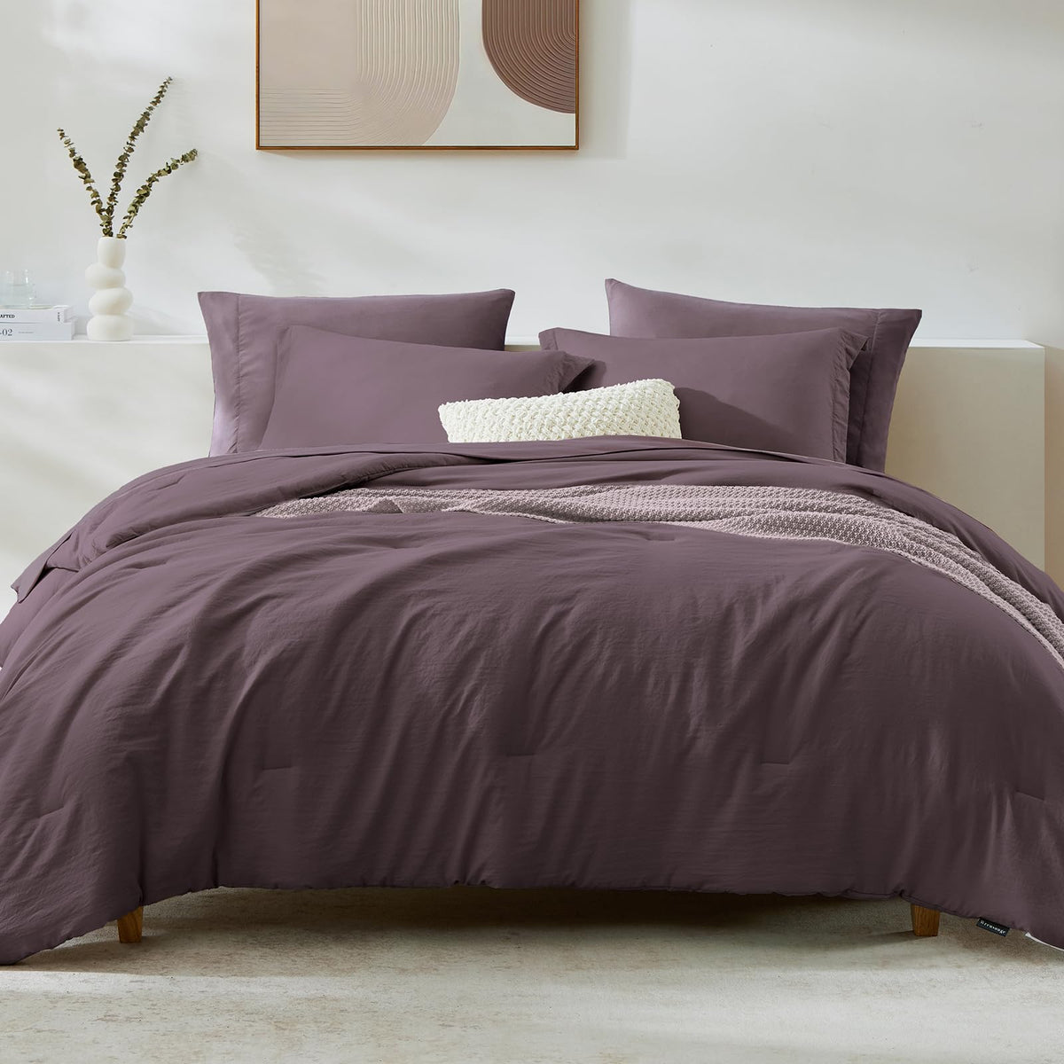 King Size Comforter Set- 7 Pieces Prewashed Bed in a Bag King Bedding Sets