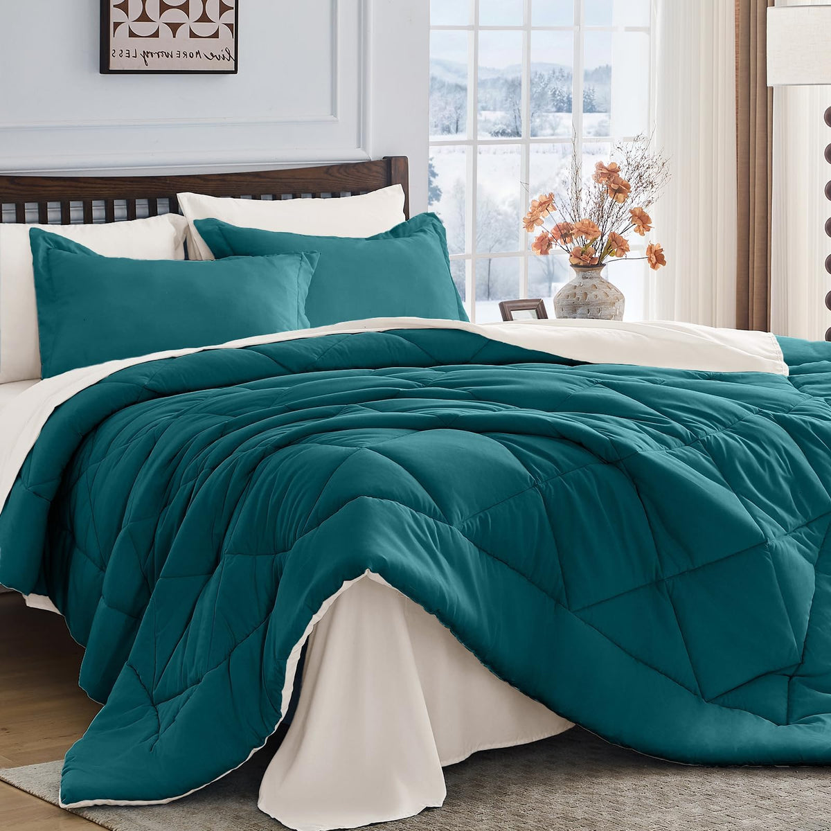 HEVUMYI 7-Piece King Comforter Set, Dark Grey Bed in a Bag