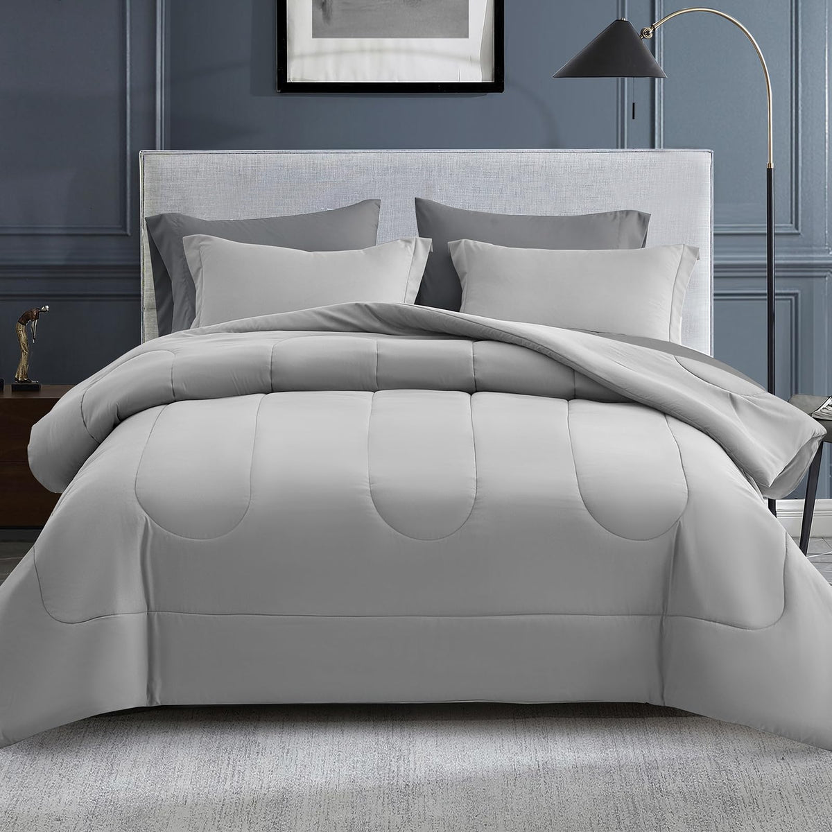 Maple&Stone Full Comforter Set 7 Pieces Bed in a Bag Teal Bed Set