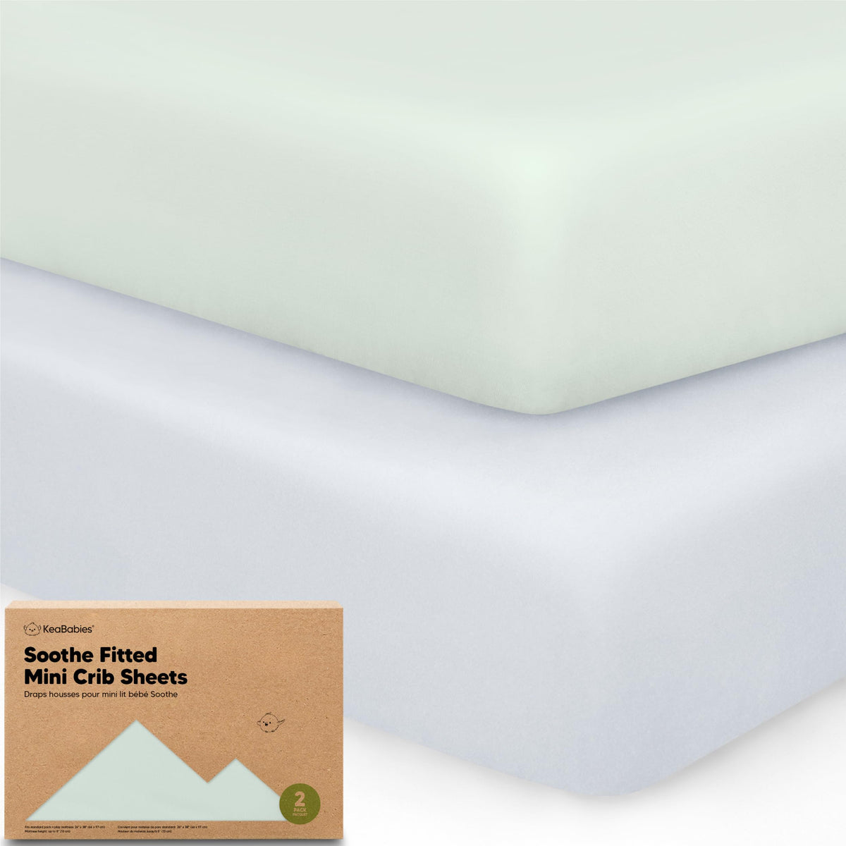2-Pack Mini Crib Sheets Fitted, 38x26 Pack N Play Mattress Sheets (Elly)