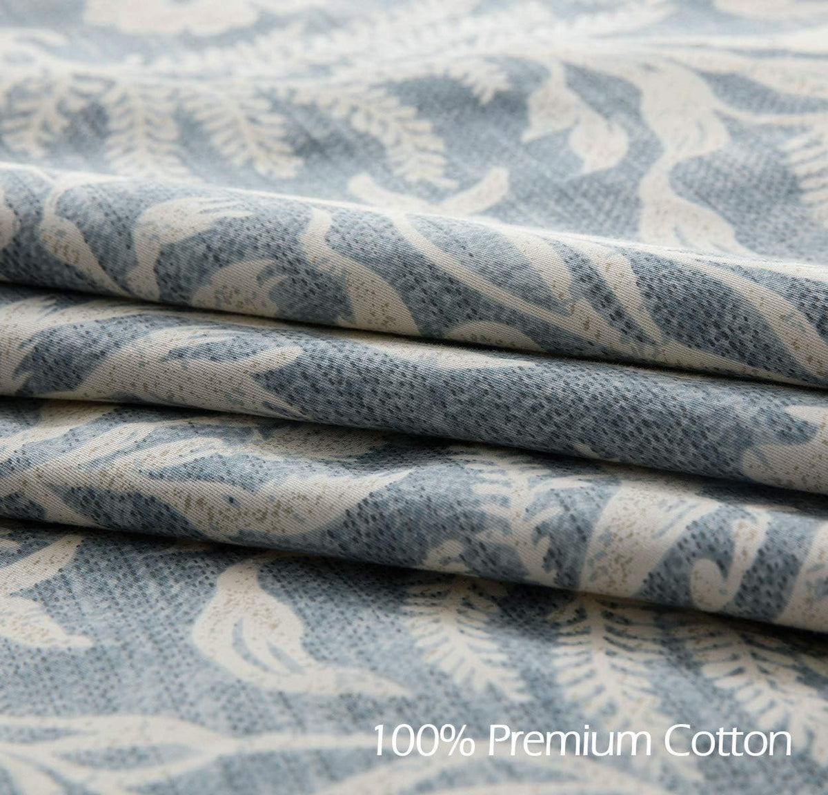 SLEEPBELLA Duvet Cover King Size, 600 Thread Count Cotton Beige & Bluish Grey Printed with Luxurious Leaves Pattern Reversible Botanical Comforter Cover Sets, Bedding Set 3Pcs (King, Beige Paisley)