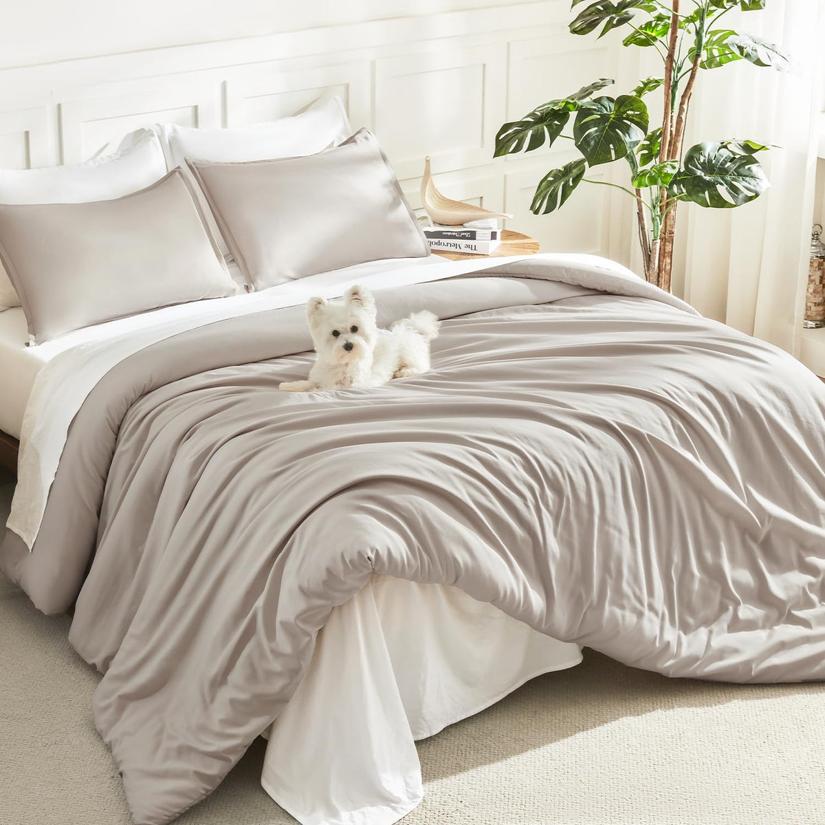 Litanika King Comforter Set Sage Green, 3 Pieces Lightweight Solid Bed Set