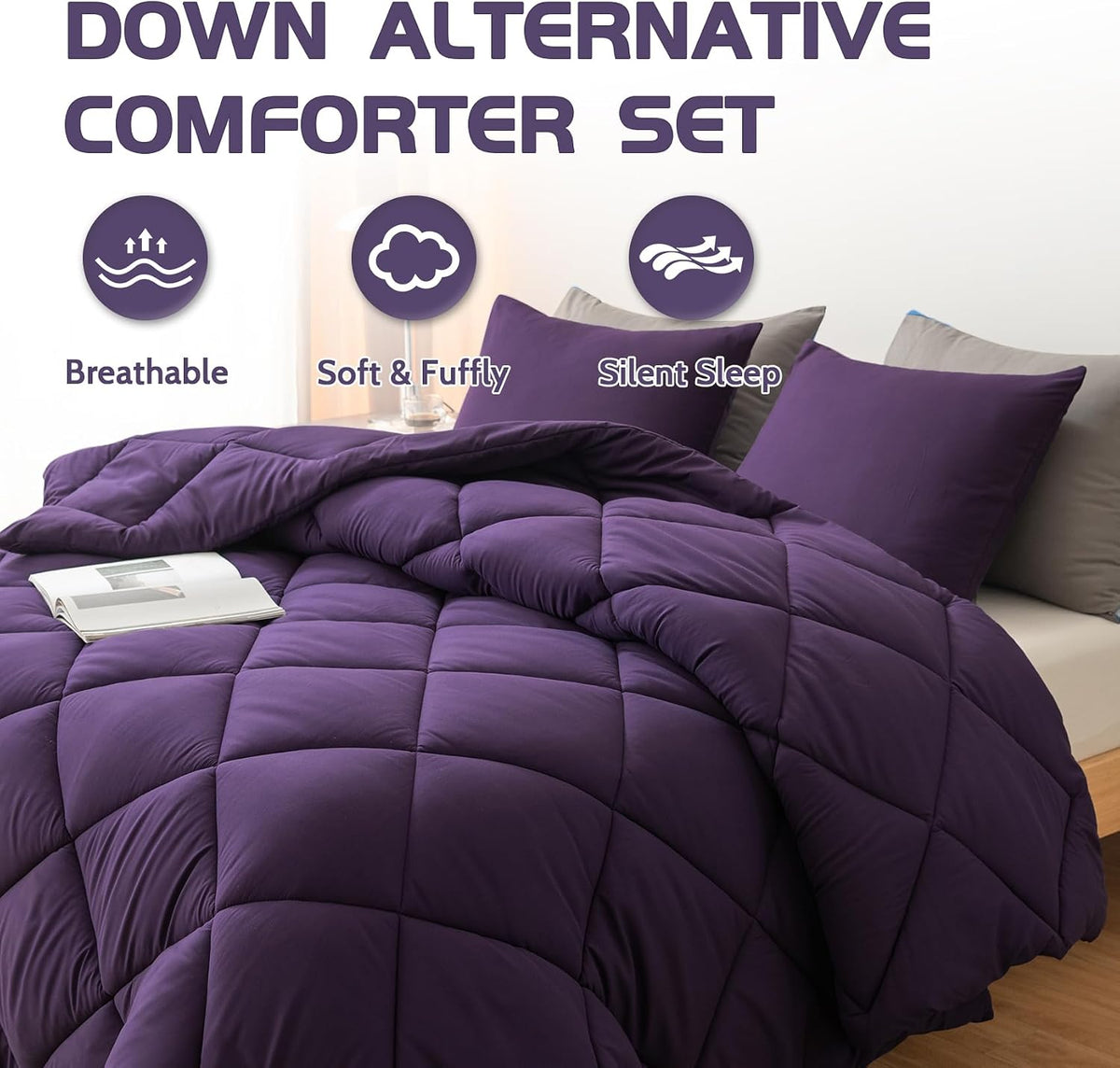 Decroom Lightweight 3 Pieces Comforter Set Queen Quilted Duvet Insert