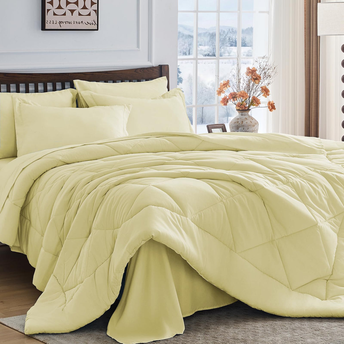 HEVUMYI 7-Piece King Comforter Set, Dark Grey Bed in a Bag