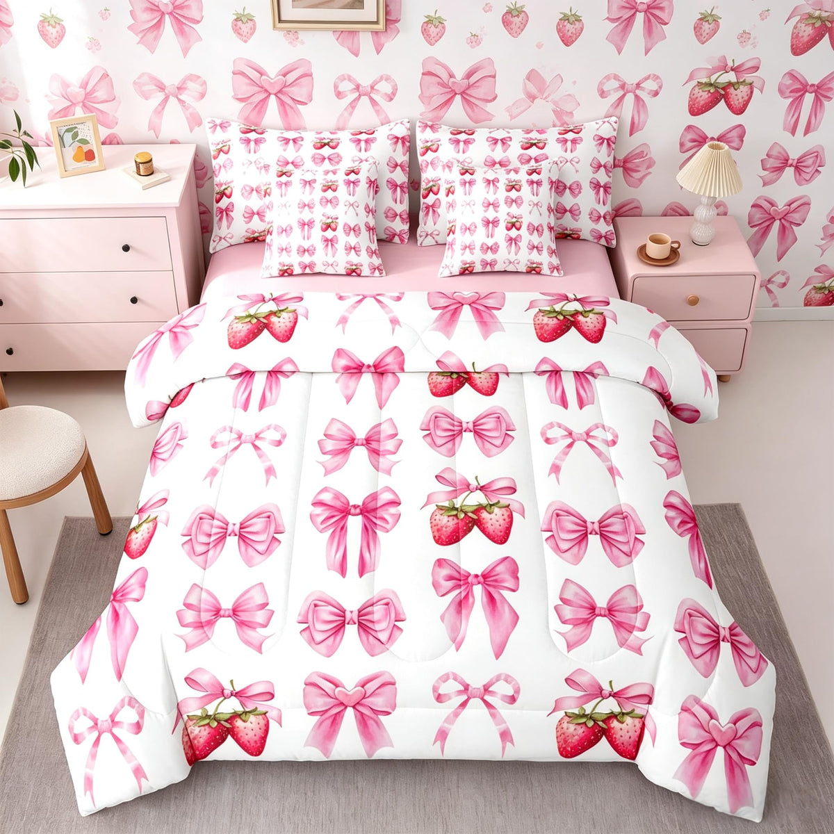 Feelyou Cute Leopard Bedding Set for All Season Cheetah 7 Pieces Comforter Sets Full Size Teens Room Decor Pink Animal Print Bed in a Bag with Comforter, Sheets, Pillowcases & Cushion Cover