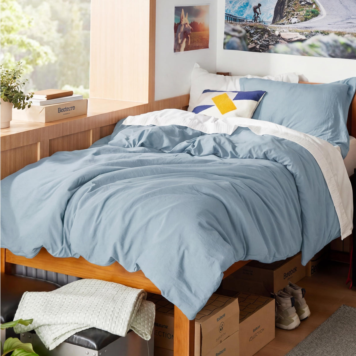 Bedsure Prewashed Duvet Cover Queen, Cotton-Like Soft Bedding Set, Beige