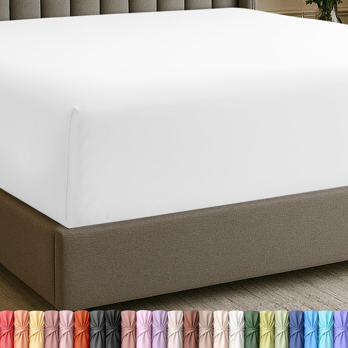 Extra Deep Pocket King Fitted Sheet, Fits 16-21 Inch Mattress, Beige