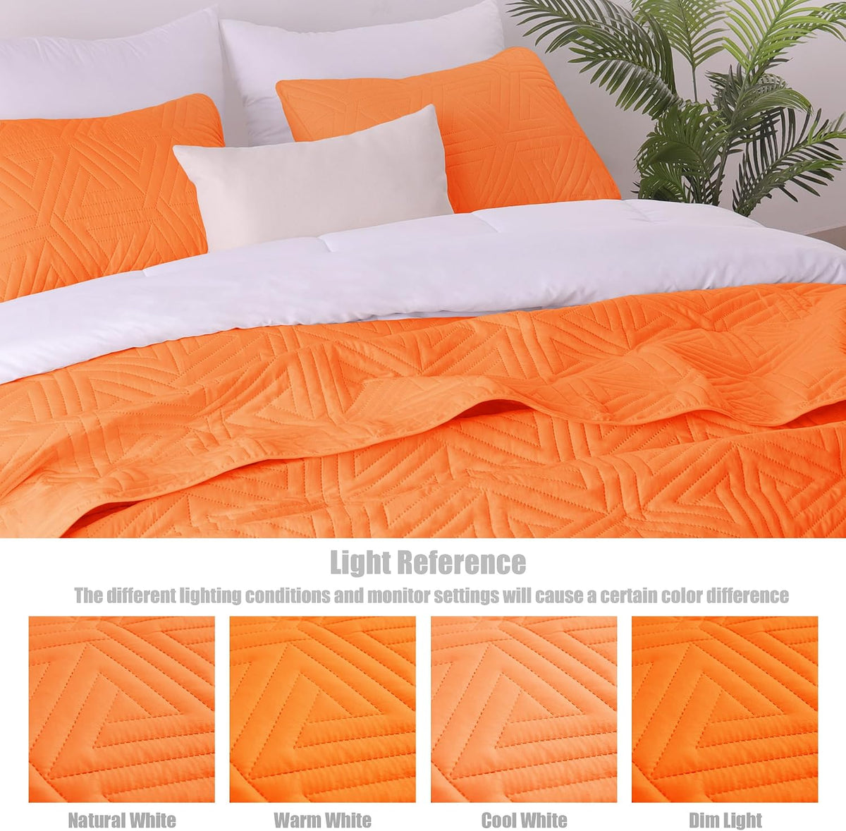 Whale Flotilla Soft Geometric Twin Quilt Set for All Seasons, Orange