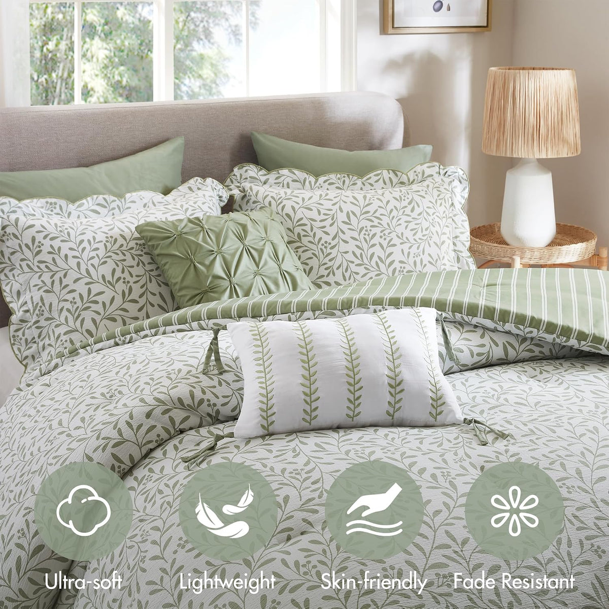 Madison Park Reversible Botanical Comforter Set, 5PC King Coverlet