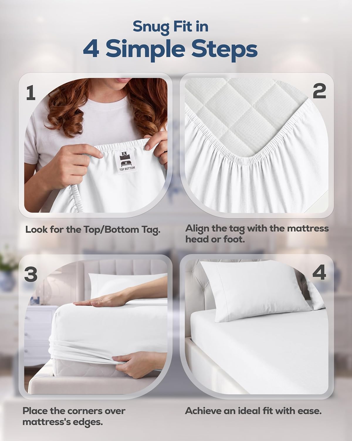 Queen Fitted Sheet, Ultra Soft Fits Up to 15 Inch Deep Pocket, White