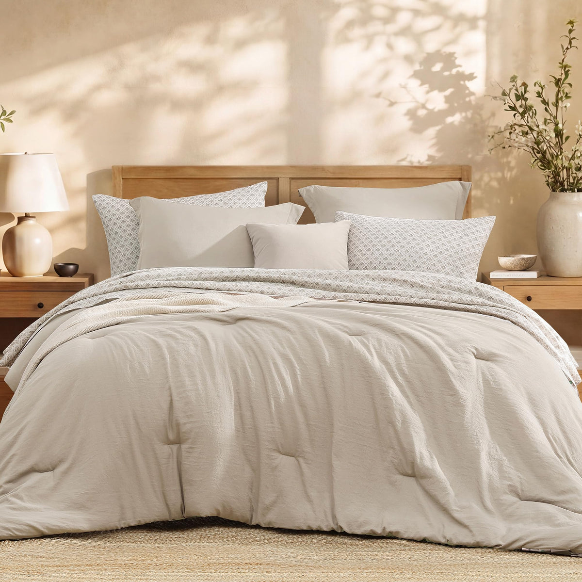 Queen Comforter Set with Sheets-7 Pieces Soft Recycled Bed in a Bag Bedding