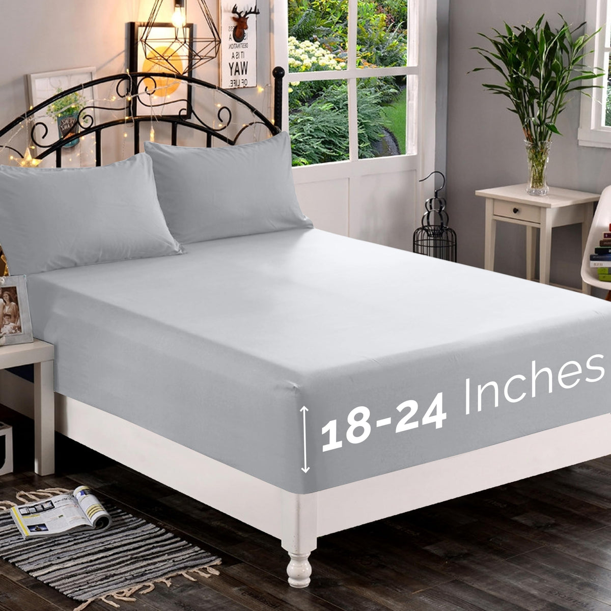 Premium Hotel Quality 1-Piece Fitted Sheet, Luxury & Softest 1500 Premier Hotel Quality Bedding Fitted Sheet Deep Pocket up to 16inch, Wrinkle and Fade Resistant, Queen, White