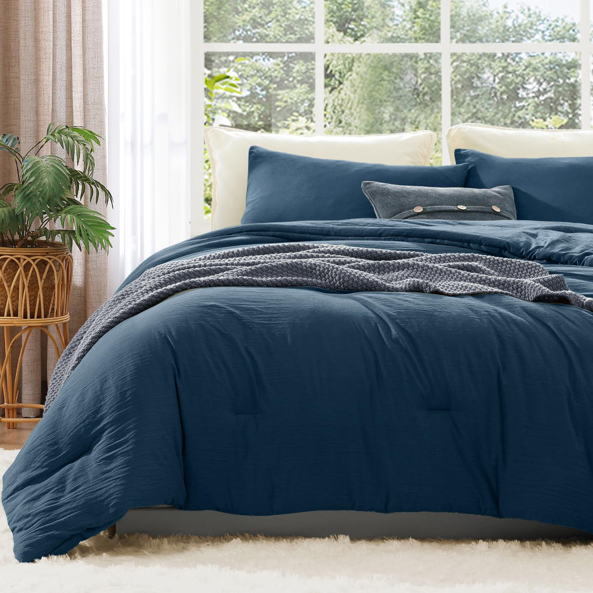 WRENSONGE Queen Comforter Set-3 Pieces Soft Comforters Queen Size Bedding