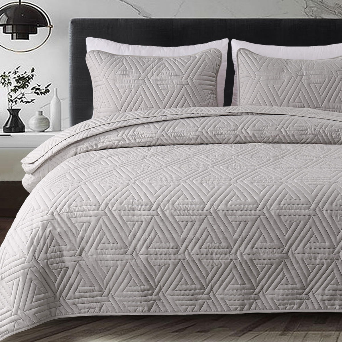 Whale Flotilla Soft Geometric Twin Quilt Set for All Seasons, Orange
