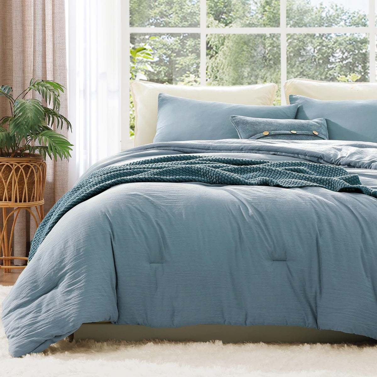 WRENSONGE Queen Comforter Set-3 Pieces Soft Comforters Queen Size Bedding