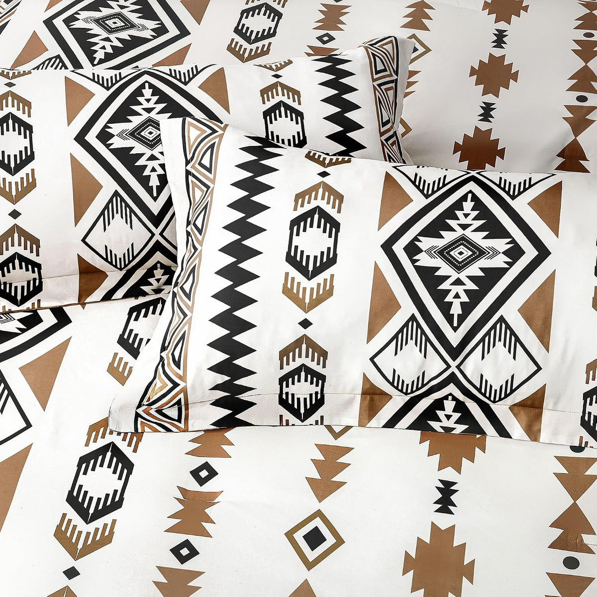Tyrot King Comforter Set – 3 Piece Brown Boho Aztec Bedding, Western Southwestern Style Comforter Sets, Soft Lightweight Comforter for All Seasons, 1 Comforter & 2 Pillow Shams